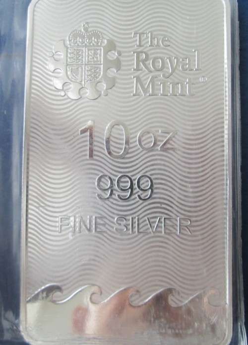10oz    BRITANNIA  999.9%  PURE SOLID SILVER BAR   (   BY THE ROYAL MINT  )