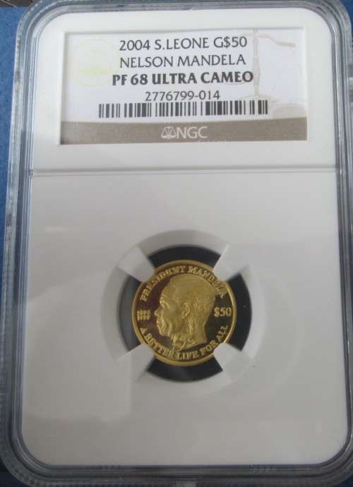2004  1/10oz  999.9%  24CT GOLD   TOP PROOF PF68   MANDELA'S PRESIDENCY