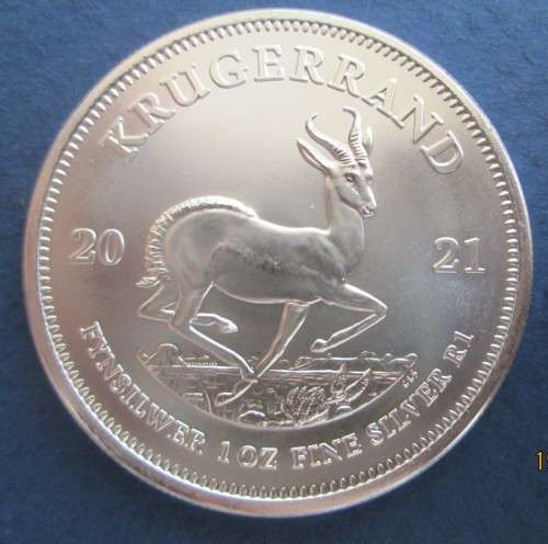 ( LOW START )  2021   ( UNC. )   KRUGERRAND  1oz    PURE SILVER...  BID PER COIN