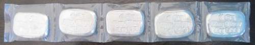 ONE SEALED STRIP OF FIVE    1oz    (  NUGGETS )   999.9%  PURE SOLID SILVER    BID PER STRIP