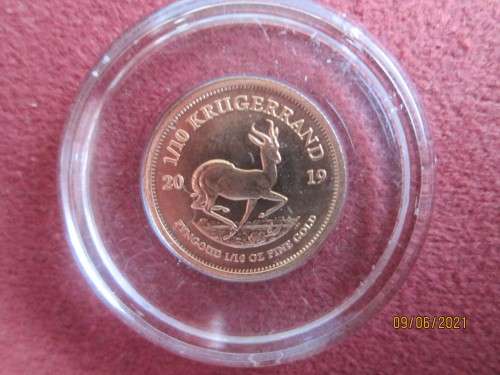 ( PROMOTION  )   2019    1/10oz  GOLD BULLION   KRUGERRAND    CAPSULED