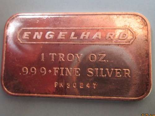 ( LOW START )   RARE ENGELHARD    1oz  999.9%    PURE SOLID SILVER BAR