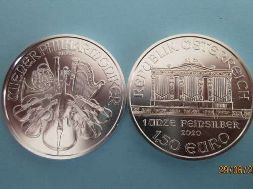 ( LOW START )   2020  AUSTRIAN PHILHARMONIC   1oz 999.9% PURE SILVER ....
