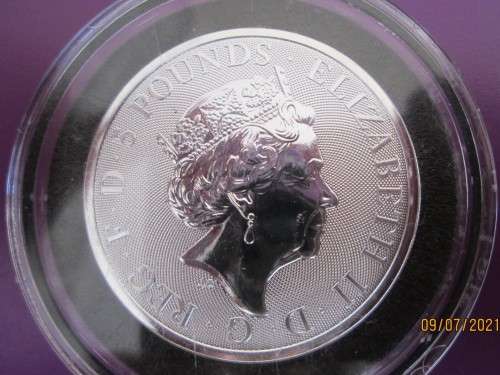 2019   2oz       QUEEN'S BEAST  ( YALE OF BEAUFORT )    999.9% PURE SOLID SILVER