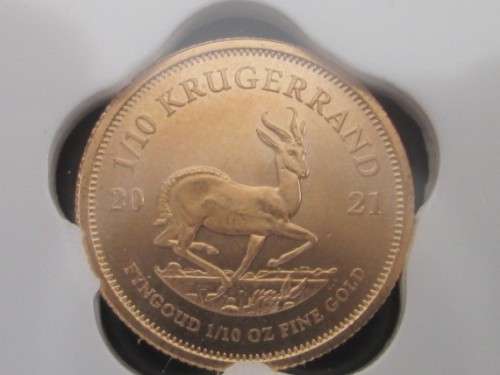 2021    1/10oz  GOLD KRUGERRAND.....AUTHENTICATED & CERTIFIED....MINTSTATE
