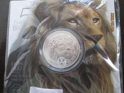 NEW RELEASE  #  2022   SA  BIG 5  SILVER 1oz  ( THE LION )  BRILLIANT UNCIRCULATED.. LIMITED EDITION