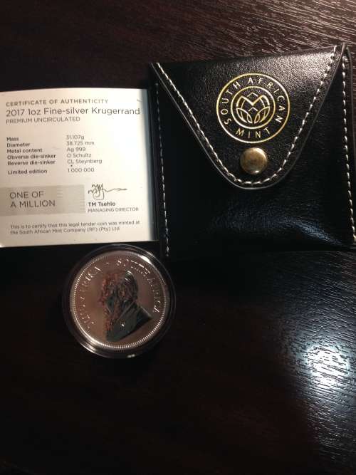 2017  RSA  50th  ANNIVERSARY  PREMIUM  SILVER KRUGERRAND  ( PRIVY MARKED )