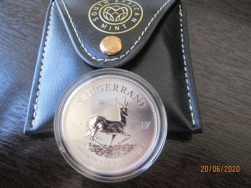 2017  RSA  50th  ANNIVERSARY  PREMIUM  SILVER KRUGERRAND  ( PRIVY MARKED )