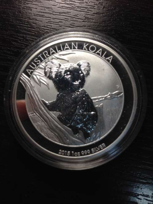 #  RARE  #  2015  AUSTRALIAN  KOALA BEAR   1oz   .999.9%   .PURE SOLID SILVER . #  MINTMARKED  #