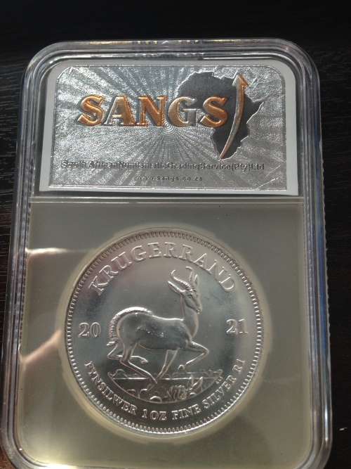 2021  MINTSTATE GRADE  MS68  1oz  999.9%  PURE  SILVER KRUGERRAND