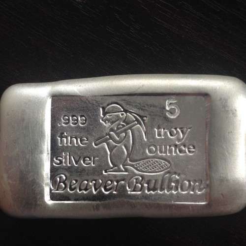 UNIQUE 5oz CANADIAN PMX HAND POURED PURE SOLID SILVER BAR
