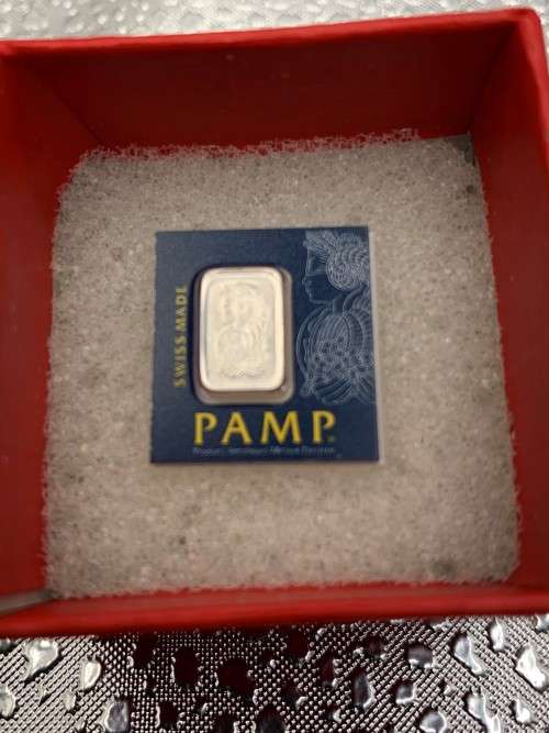 (  NEW PRODUCT )  1 GRAM  PURE   PLATINUM BAR    PAMP SUISSE   ASSAYED AND CERTIFIED
