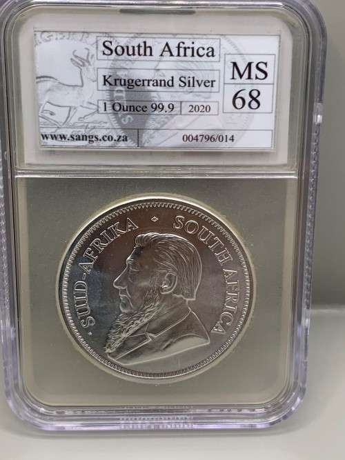 2020  GOOD GRADE MS68  1oz  999.9%  PURE  SOLID SILVER  KRUGERRAND