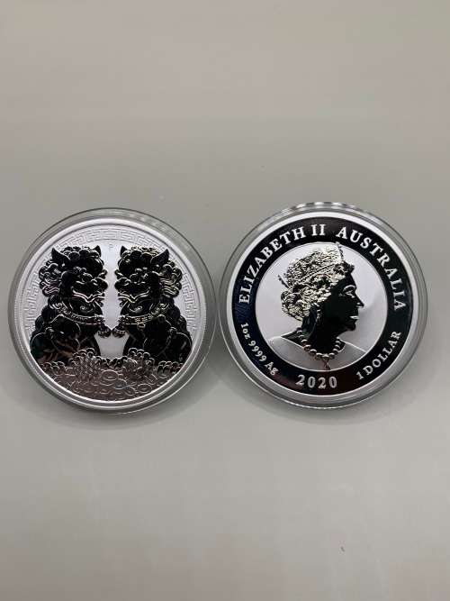 (  VARIETY  )  SPECIAL 2020    GUARDIAN LIONS  `  DOUBLE PIXIU  `  1oz  PURE SOLID SILVER