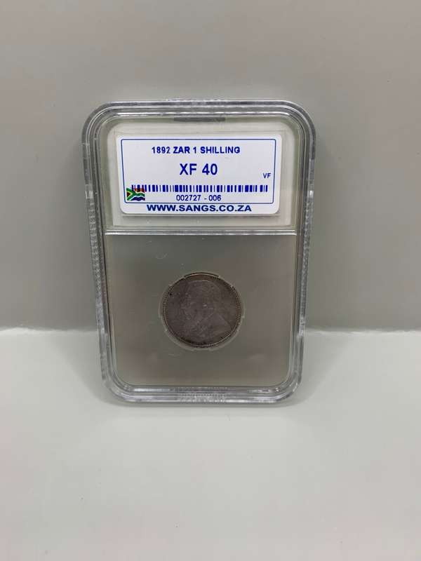 (  REDUCING )  RARE   1892   ZAR   SILVER SHILLING   GRADED XF40  EXTRA FINE