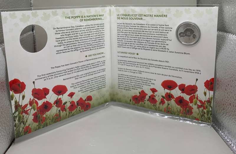(  HONOURING  )   2022   REMEMBRANCE DAY FOLDER WITH PURE SILVER COIN