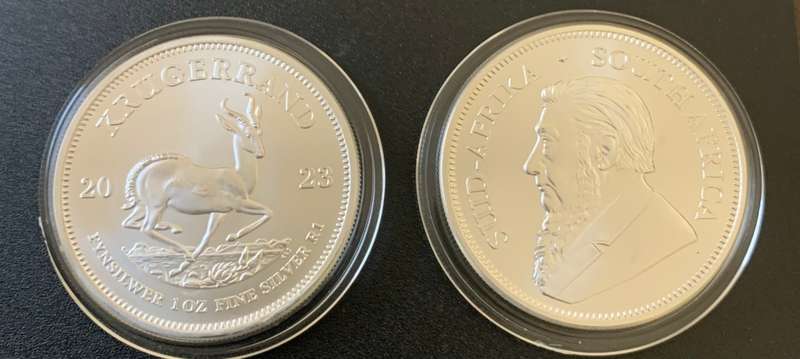 2023    UNC. KRUGERRAND  1oz   PURE SILVER      CAPSULED