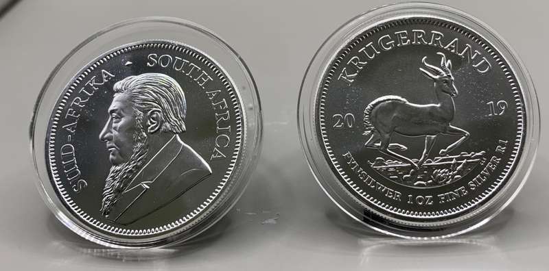 2019  KRUGERRAND  1oz  999.9%  PURE  SOLID SILVER UNC.      CAPSULED