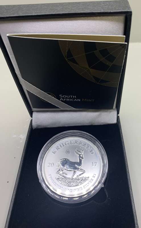 (  2017  PRIVI  )  RSA  50th  ANNIVERSARY  PREMIUM  UNC. SILVER KRUGERRAND    CERT. INCL