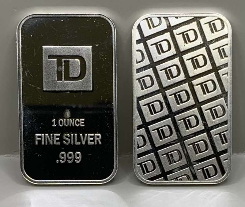 BRILLIANT FINISH    TD   1oz   PURE SOLID RECTANGULAR SILVER BAR