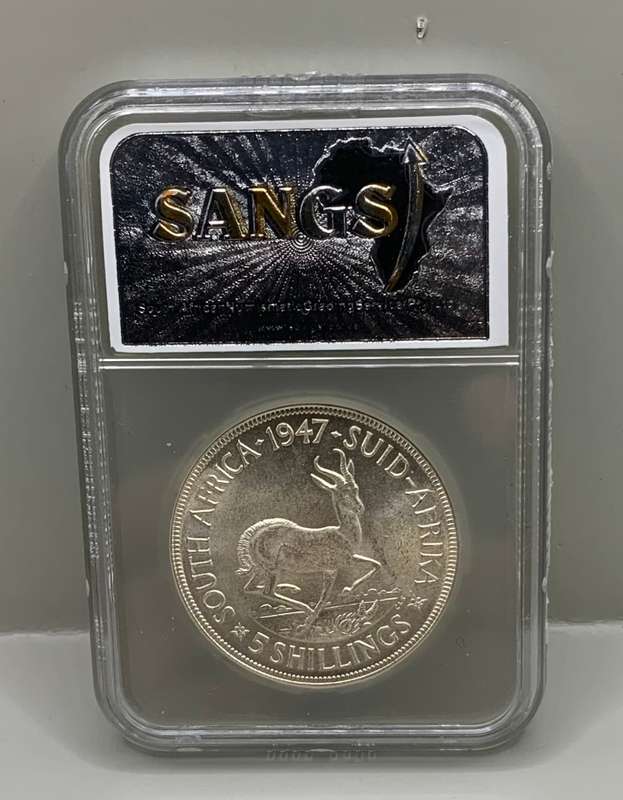 (  LOW START  )   1947  UNION OF SOUTH AFRICA    SILVER CROWN      GRADED  AU55