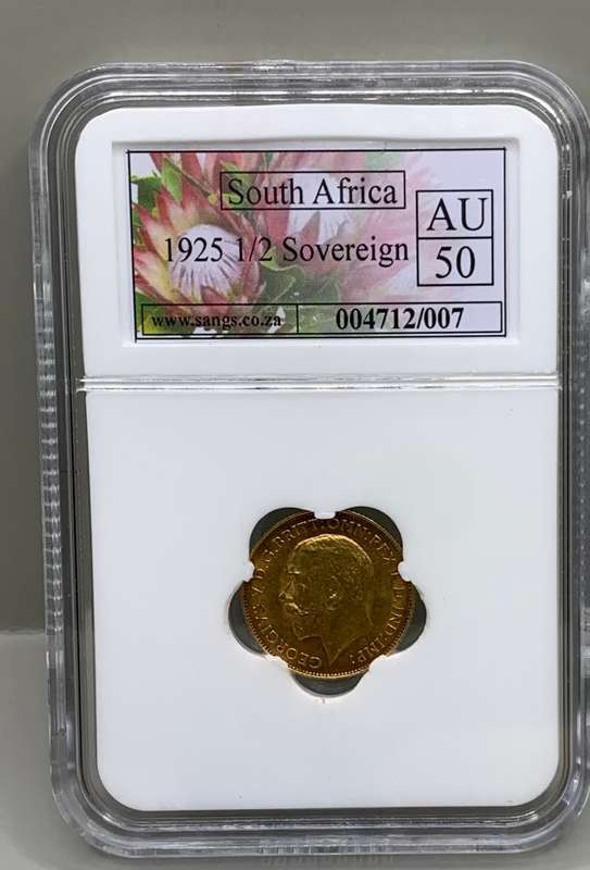 (   KING GEORGE V  )    1925  SOUTH AFRICAN       HALF GOLD SOVEREIGN        SPECIAL MINT MARK