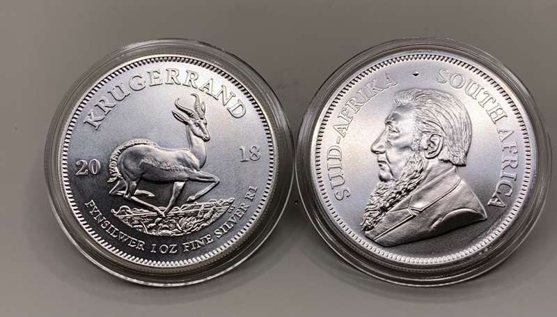 (  VERY SCARCE  )  2018    UNC. KRUGERRAND  1oz   PURE SILVER      CAPSULED
