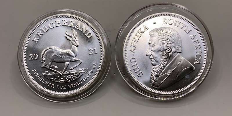 2021      UNC. KRUGERRAND  1oz      PURE SILVER      CAPSULED