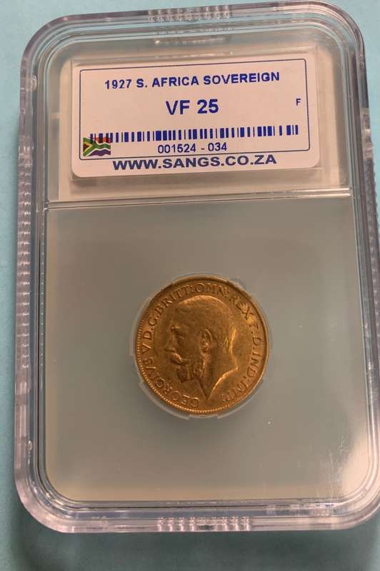 (   KING GEORGE V  )    1927  SOUTH AFRICAN       FULL  GOLD SOVEREIGN        CERTIFIED