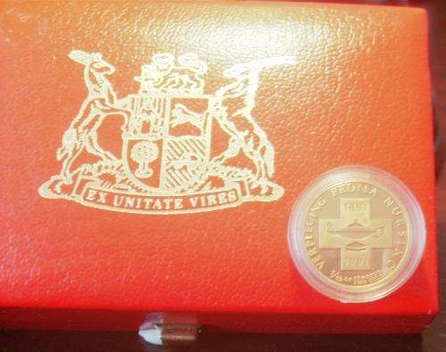 ((( CRAZY ONE RAND )))... 1991...100 years OF NURSING...1/10oz. . .22ct.. .GOLD