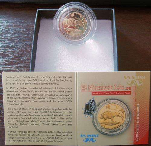 (((  THE CRAZY  )))...2011...OOM PAUL...R5.. MINTMARK...WITH CERTIFICATE OF AUTHENTICITY