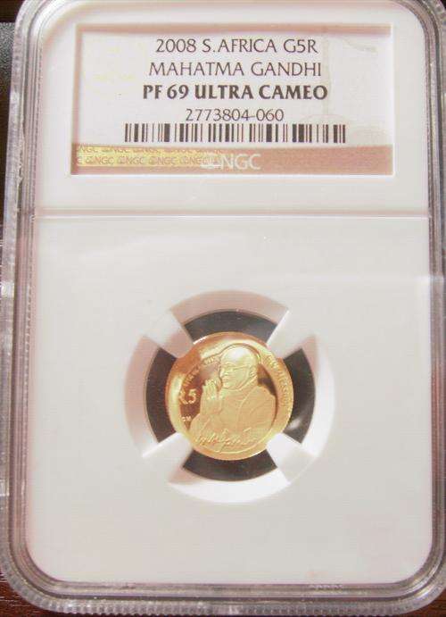 PF69,PF69...2008...PROOF GRADE...MAHATMA GANDHI...1/10oz...24ct...GOLD......ULTRA