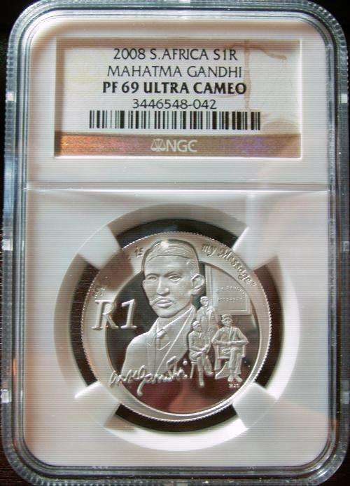 (((  CRAZY R1  )))...PROOF GRADE PF69...2008...GANDHI...sterling silver...R1..ULTRA CAMEO...