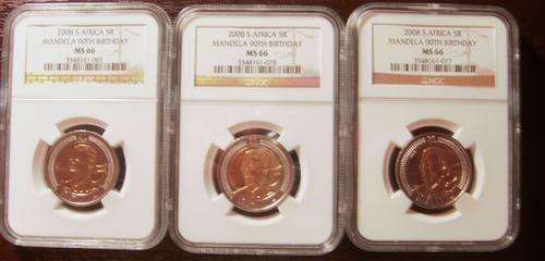 (((  CRAZY R1  )))...THREE...2008...R5...happy birthday madiba...MINTSTATE..MS66...BID PER COIN