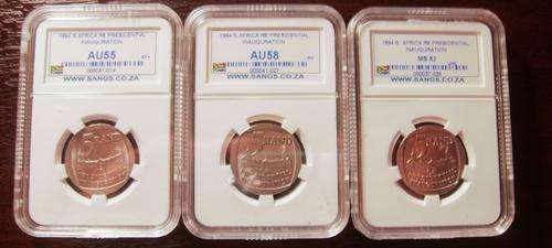 ((((  CRAZY R1 ))))...ONE SET OF GRADED....1994  R5 COIN...INAUGURATION...BID PER SET