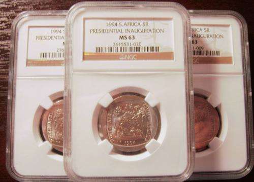 ((((  CRAZY R1 ))))...THREE...MINTSTATE MS63...1994  R5 COIN...INAUGURATION...BID PER COIN