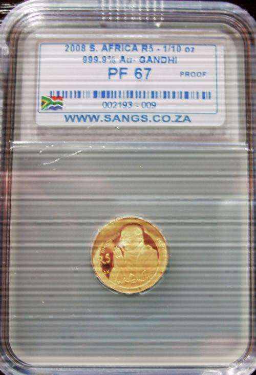 ((  CRAZY R1  ))...2008....PROOF GRADE....MAHATMA GANDHI....1/10oz....24ct....GOLD