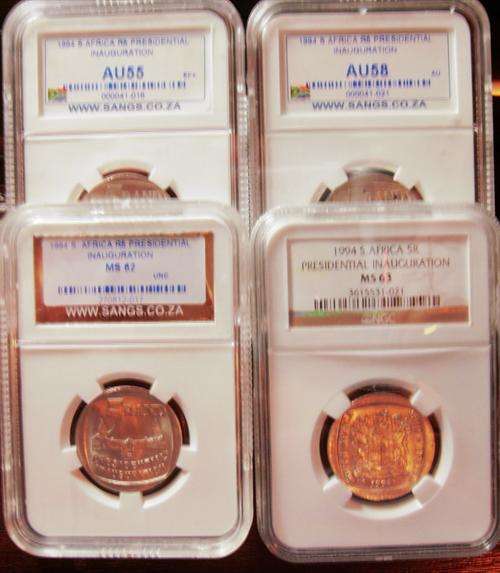 ((((  CRAZY R1 ))))...ONE SET OF GRADED....1994  R5 COIN...INAUGURATION...BID PER SET