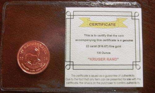 (((  CRAZY R1  )))...BRAND NEW... UNC...2014...GOLD BULLION... 1/4oz...KRUGERRAND