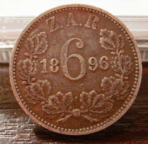 ...RARE...1896...ZAR... KRUGER...92,5 % SILVER...SIXPENCE..LOW.MINTAGE
