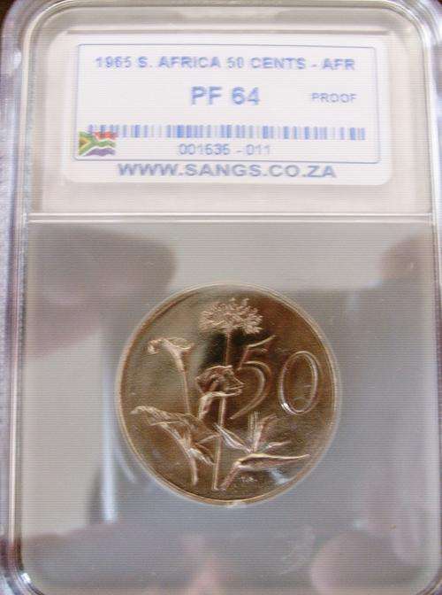 THE RARE...( PROOF )..1965...RSA...FIFTY CENTS...PF64...STARTS @ R1