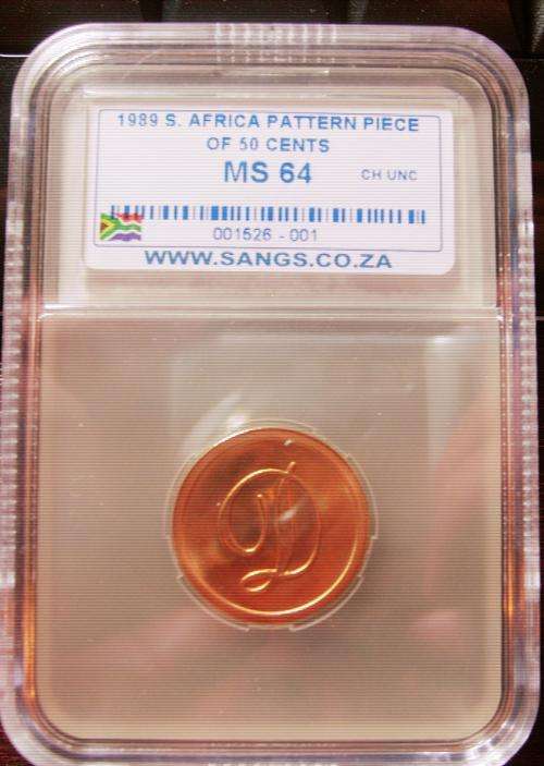 1989...SOUTH AFRICAN...50c...PATTERN PIECE...MINTSTATE...MS 64..SERRATED EDGE...STARTS @ R1