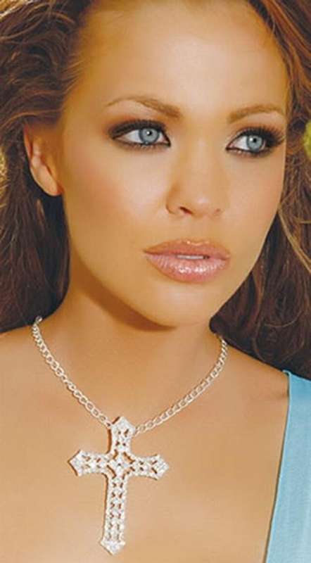 LOCAL STOCK Elegant Rhinestones Crystal Necklace with Cross -Silver