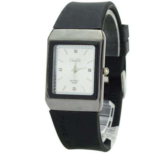 Soft Silicone Band and Stainless Steel Back Quartz Movement BLACK