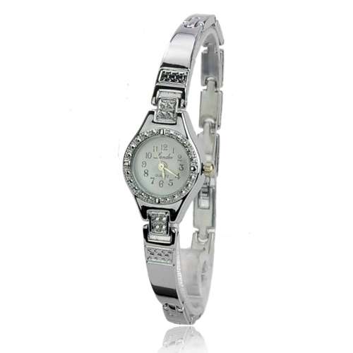Exquisite Stainless Steel Bracelet Quartz Movement Wrist Watch-Silver