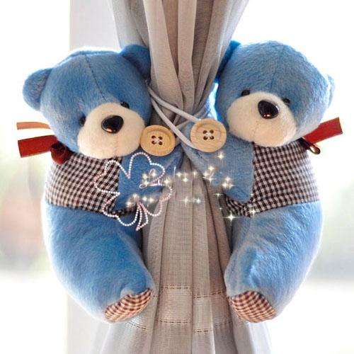 A Pair Tieback Little Bear Curtain Buckle-Blue