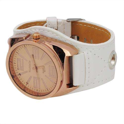 Fashion Big Round Dial Rose Gold Watchcase Women's Quartz Watch