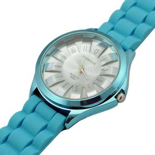 Fashion Weave Silicone Quartz Wrist Watch Light Blue