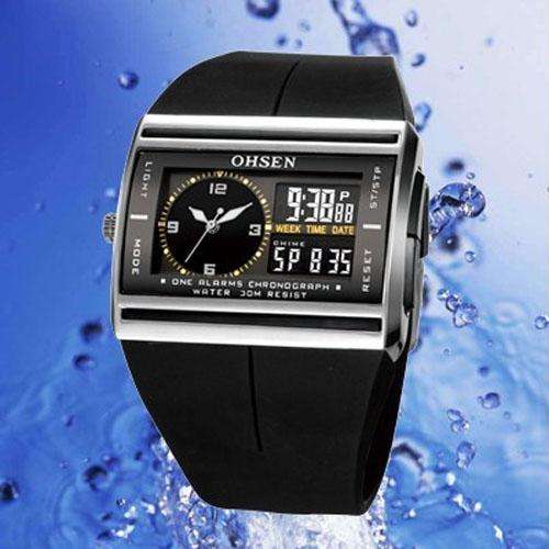 OHSEN A001 Dual Movement Waterproof Digital Sports Wristwatch
