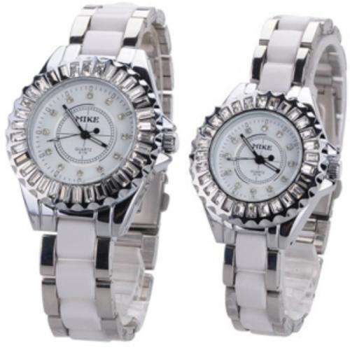 Luxury Fashion Men Women Couple Wristwatch With Rhinestone Scale